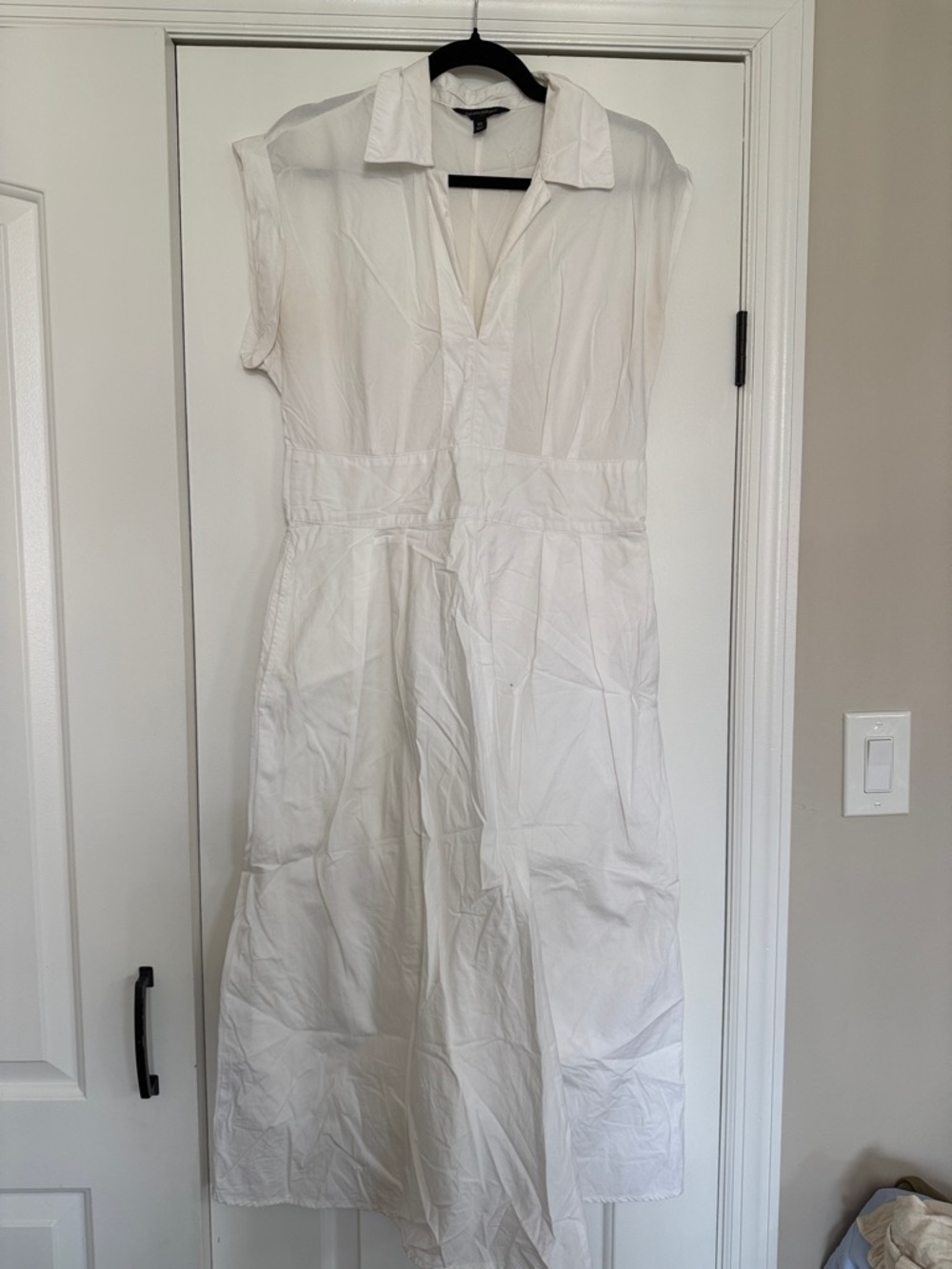 Banana Republic White Collared Midi Shirt Dress
